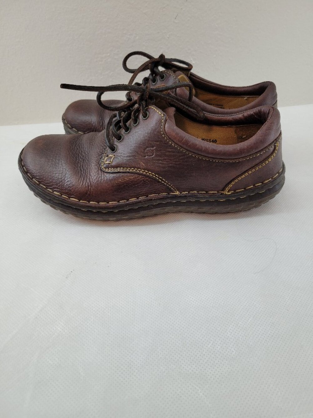 BORN Shoes Women 7.5 Brown Leather Oxford 38.5 EU Pebbled Lace-up Ravine W6540
